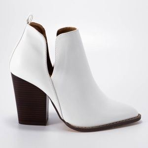 White Faux Leather Booties